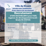 La Ville de Dinant recrute un·e bachelier·e pour l&rsquo;agence de développement local – Grade B1 – temps plein (H/F/X)