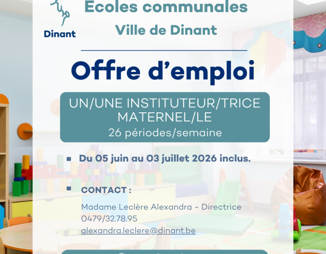 Offre d’emploi – Ecoles Communales Dinant