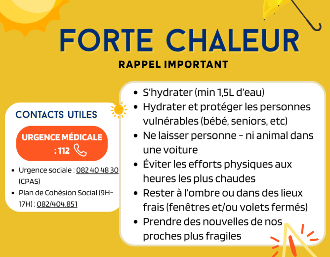 FORTE CHALEUR – RAPPEL IMPORTANT