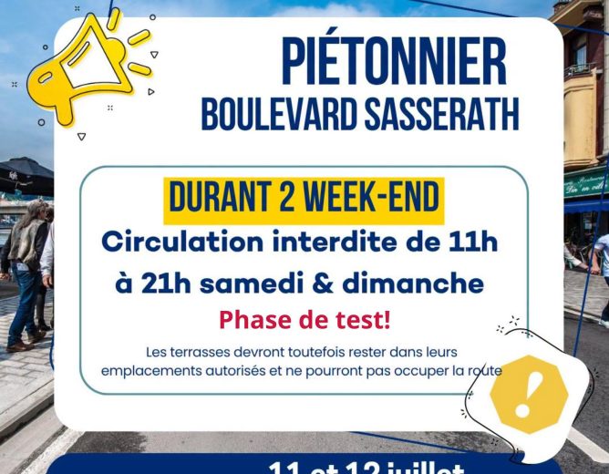 Boulevard Sasserath – piétonnier durant 2 week-end – Phase test